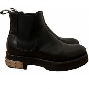 Alexander Mcqueen black leather ankle boots.